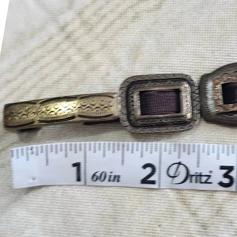 Chain‎ Link Belt Womens 35 Inch Bronze Brown Rhinestone Boho Western Stretchy